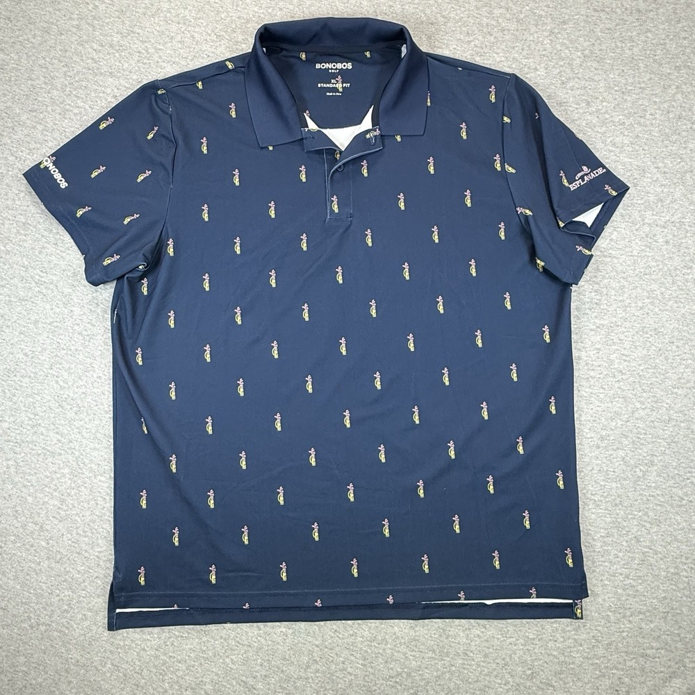 Bonobos Polo Shirt Mens XL Navy Golf Bags Standard Fit Slit Golf Performance